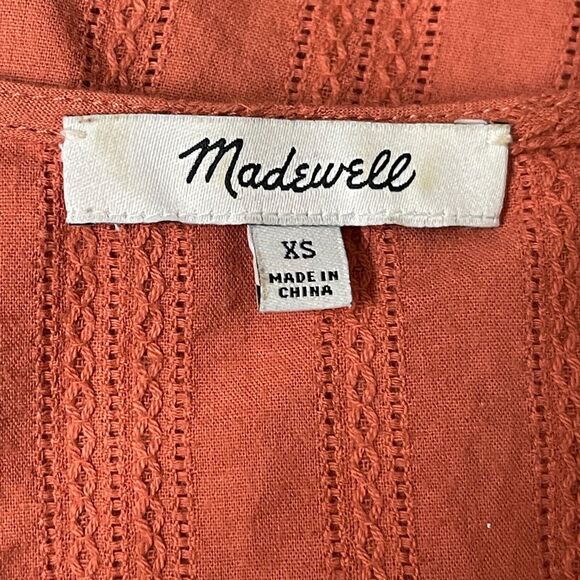 Madewell Raglan Peasant Stripe Orange Boho Oversized Top Women's Size XS - Picture 3 of 8